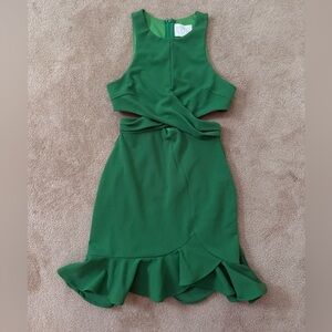 Emoji Crossover Waist Mini Dress Green